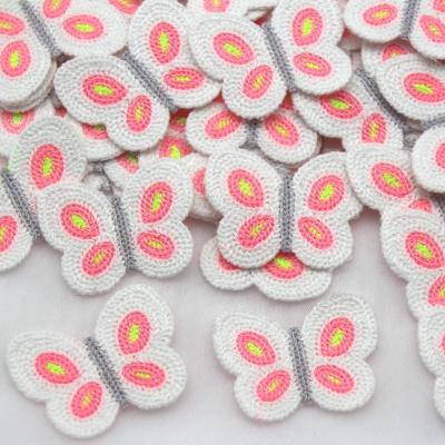 China Handmade Knitted Colorful Butterfly Appliques Clothes Repair Sewing Part Bags Hats Craft Projects Butterfly Crocheted Patches for sale