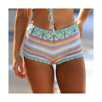 China Other New Casual Multicolor Crochet Handmade Comfortable Cotton Ladies Crochet Shorts for sale