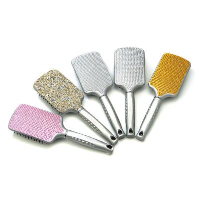 China Diamond Hair Paddle Brush And Iron Rainbowcolored Air Cushion Flat Plastic Hair Brush Square Heat Resistant Paddle Brush for sale