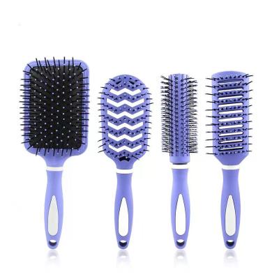 China Waterproof Styling Utility Brush With Nylon Stiffens Plastic Handle Duct Hair Brush Factory Price 4Pcs Detangling Plastic Hair Brush Set for sale