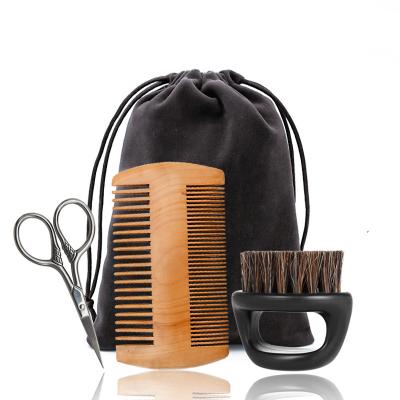 China DEEP CLEANING Hair and Beard Comb Set Brush for Men's Boar Hair Beard Brush High Quality Beech Bristle Wood Beard Brush for sale