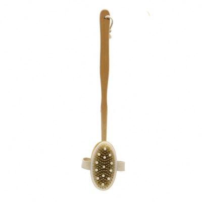 China EXFOLIATING natural Japanese Lotus Bath Sisal Body Dry brush rubbing sponge with new and hot wooden handle and folding back for sale