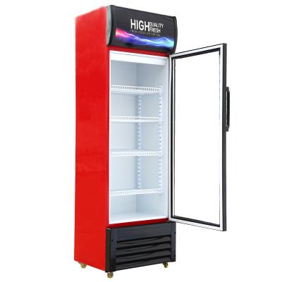 China Commercial Single-temperature Mini Glass Door Display Fridge / Energy Drink Fridge With LED Logo for sale