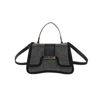 China Fashion Designer Luxury Diamond Studded Women Shoulder Bags PU Leather Cross - Body Bag for sale