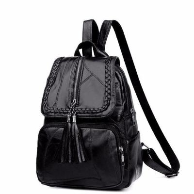 China PU Leather Waterproof Tassel Fashion Student Bag Women Outside Popular Travel Backpack for sale