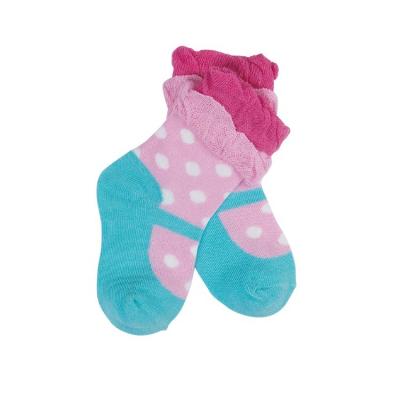 China Soft and Durable Ruffle Socks for Infant Baby Girl in Princess Shoe Shape 12-24M Size for sale