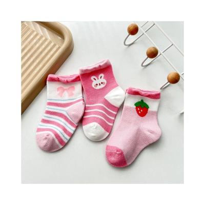 China Children Socks Breathable and Anti Slip with Cute Print Custom Logo Pink Baby Socks for sale