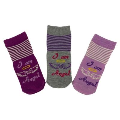 China Girls Comfortable Healthy Cotton Thick Warm Stripe Wing Print Kids Cute Doll Socks for sale