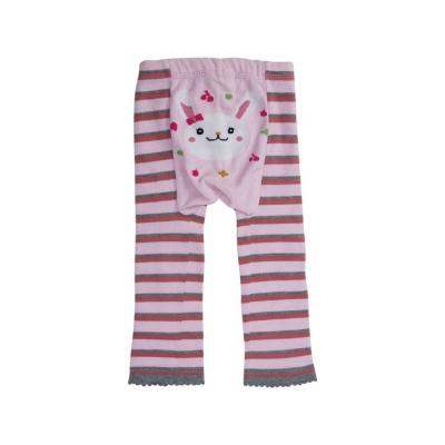 China Knitted Baby Girls Stripe Printed Combed Cotton Casual Tights for Toddler Long Pants for sale