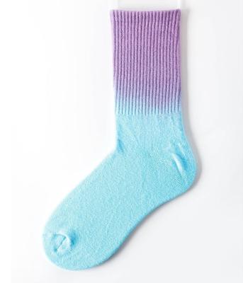 China Ankle High Color Gradient Cotton Long School Style Women Socks with Needle Detection for sale