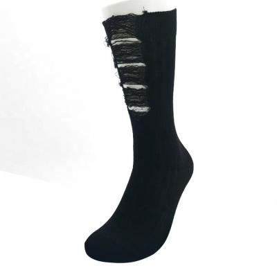 China Calcetines de ropa de equipo de algodón de doble aguja de punto para mujeres en negro retro mendigo en venta