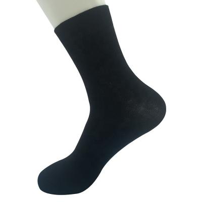 China Men's Bamboo Cotton Dress Socks Short Tube Knitted Solid Black Breathable Casual Socks for sale