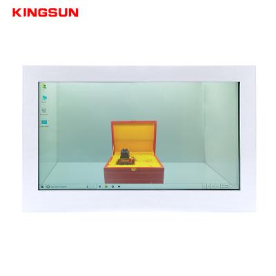 China 21.5 32 43 49 55 inch custom touch screen lcd interactive full color showcase pcap indoor transparent box for advertising display for sale