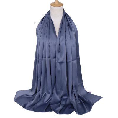 China 100 Polyester 30 Colors Islam Malaysia Pleated Shawl Satin Scarves For Women Shawl for sale