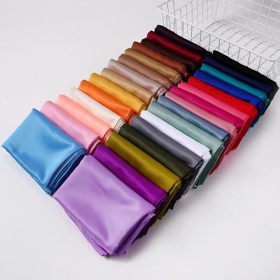 China High quality custom matte silk satin scarf long printing solid color satin muslim matte shawl for sale