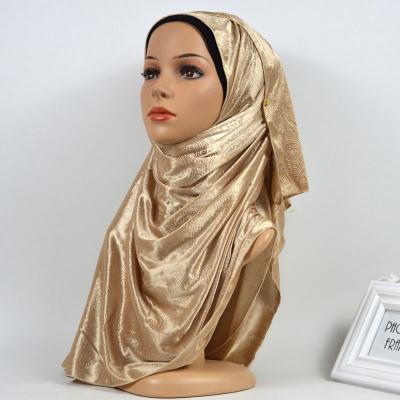 China 100 Polyester Fashion Design 100 Polyester Silk Feel Solid Emboss Muslim Paisley Scarf Hijab for sale