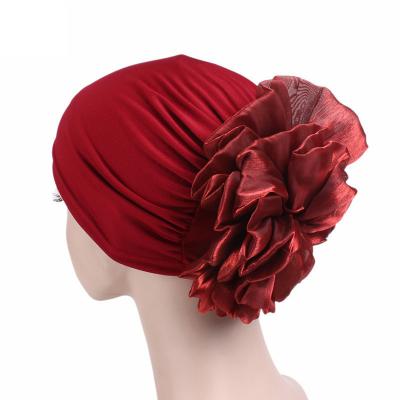 China New Arrival Lace Chain Floral Head Indian Turban Hats Muslim Women Hats for sale