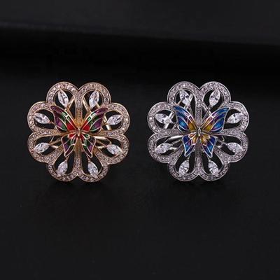 China Vintage 18k Gold Fashion Jewelry Zircon Plating Stainless Steel Three Circles Scarf Ring for sale