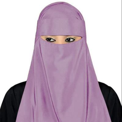 China Islamic Muslim Cotton Long Face Cover Plain Color Arabic Niqab Burqa for sale