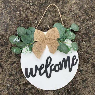 China China Rustic Log Welcome Sign Wreath Door Wall Home Decorations For Farmhouse Decoration for sale