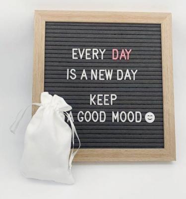 China High Quality Cheap Gift New Arrive White Suede Drawstring Bags For Felt Letter Letter Solid Wooden Board for sale