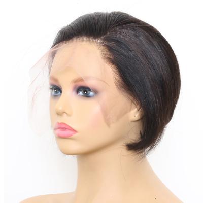 China Sheer Swiss Lace Barely Shedding Thick Smooth Soft Front Short Human Hair Wigs Bob Bone Straight Hair Wig HD Short Front Short Pixie Cut Lace Wig 13x4 for sale