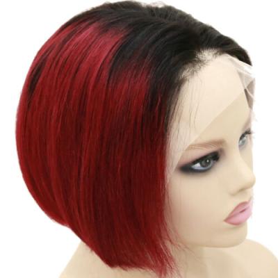 China 1B/Red 13x4 Lace Front Short Bob Wig HD Short Pixie Cut Wigs Sheer Barely Shedding Thick Smooth Soft Human Hair Human Hair Wigs For Black Women for sale