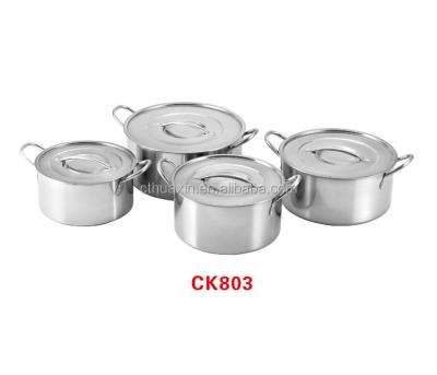 China Chaozhou caitang 4pcs stainless steel sustainable chaoan shallow stock pot for sale