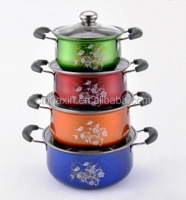 China Sustainable Colored Stainless Steel Cookware Set With Glass Lid for sale