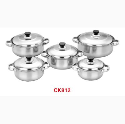 China Sustainable 10pcs Stainless Steel Casserole Set With Steel Lid for sale