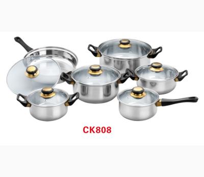 China Sustainable 12pcs Stainless Steel Cookware Set for sale