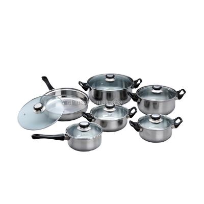 China Sustainable 12pcs Stainless Steel Cookware Set for sale