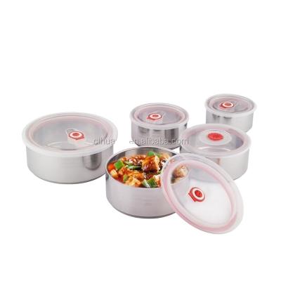 China Freshness Preservation 5pcs Double-Wall Stainless Steel Food Container for sale