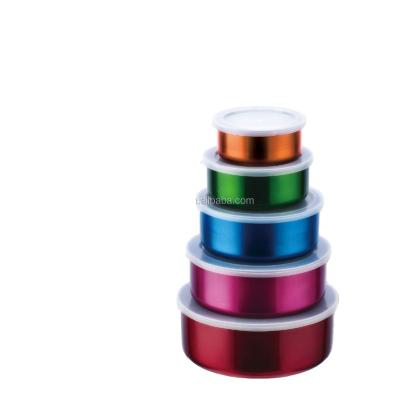 China Colorful Stainless Steel 5pcs Freshness Preservation Container With Lid for sale