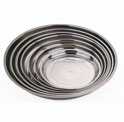 China Home Hotel Restaurant Large Round Stainless Steel Tray for sale