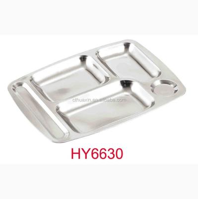 China Sustainable Stainless Steel Rectangle Compartment Tray Food Tray Lunch Tray for sale