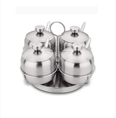 China 4pcs sustainable set stainless steel condiment pot for sale