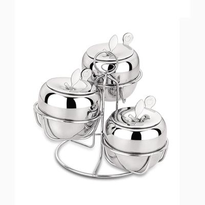 China Viable Turn Stainless Steel Condiment Serving Set Seasoning Container for sale