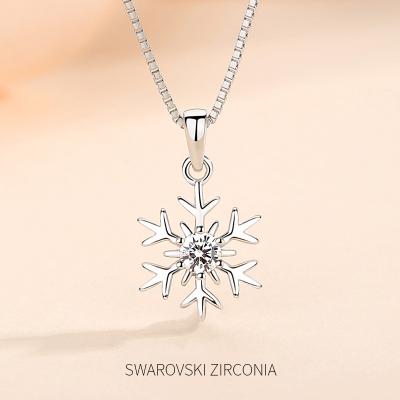 China Dropshipping Luxury FASHIONABLE Sterling Silver Snowflake Pendant Zircon Necklace Jewelry 925 for sale