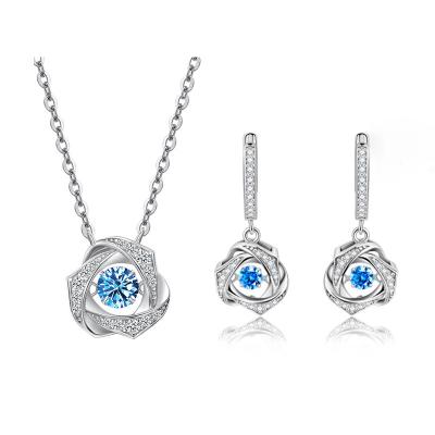 China VANA Valentines Gift Bridal Jewelry CLASSIC high quality blue zircon non tarnish luminous fine jewelry custom 925 jewelry set for sale