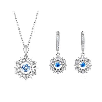 China VANA Fine Jewelry Women Gift Jewelry Set 2021 Blue Pendant Wedding 925 Sterling Silver Necklace Set High Quality Jewelry Set Zircon Snowflower for sale