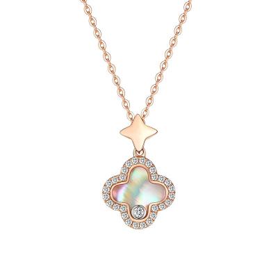 China Wholesale Dropshipping Delicacy 925 Jewelry Sterling Silver Colorful Shell Clover 18K Gold Plated Jewelry Pendant for sale