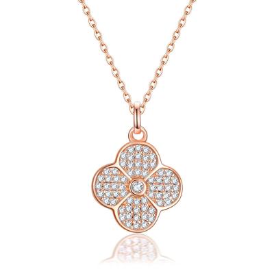 China Dropshipping Delicacy 925 Sterling Silver Jewelry Korean Rose Gold Plated Jewelry Four Leaf Clover Zirconia Jewelry for sale