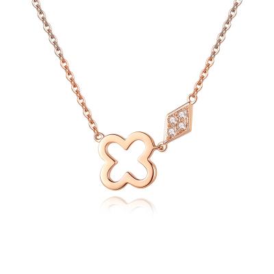 China Dropshipping VANA Accessory Set Four Leaf Clover 14K 18K Solid Gold FASHION Necklace Real Gold Lover Necklace for sale