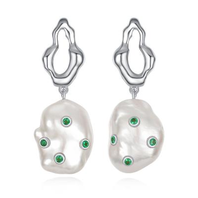 China Dropshipping TRENDY DIY Wedding Jewelry 100% Real 925 Sterling Silver Charm Pearl Earrings Christmas Birthday Gift for sale