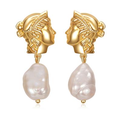 China Dropshipping TRENDY African Earrings Sets Vintage Bohemian Earrings Baroque Pearl Gold Plated Gold Stud Earrings for sale