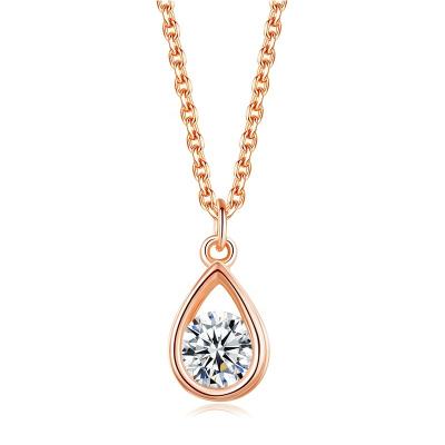 China Dropshipping Shiny Zircon TRENDY 925 Sterling Silver Chain Waterdrop Pear Shape Gold Plated Droplet Necklace Pendant for sale