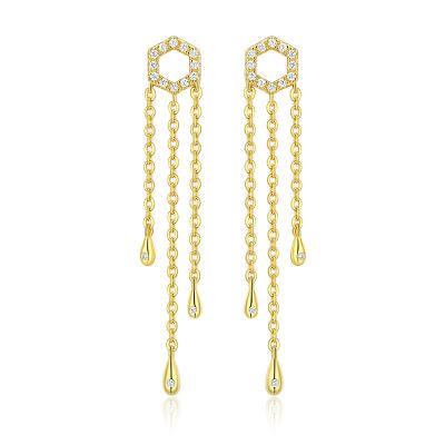 China Fashion Dropshipping Bee Long Earrings Woman 925 Yellow Gold Plated Earrings Women Set Tassel Jewelry for sale