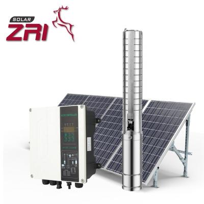 China ZRI Family Homes 3 Inch Hybrid AC DC Water Pumps Solar Panel Submersible Water Pump For Agriculture for sale