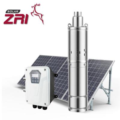 China Family Homes ZRI 4 Inch DC Brushless Solar Pump, Helical Rotor Submersible Solar Water Pump, Screw Solar Pump with MPPT Controller for sale